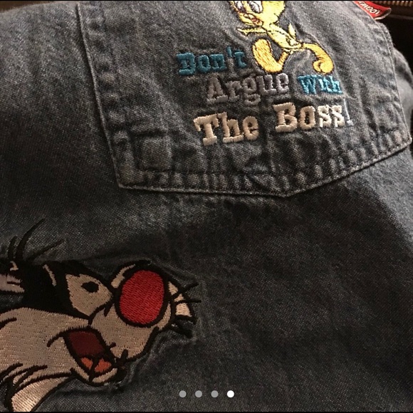 Vintage looney tunes button up jean tank top - Picture 3 of 3